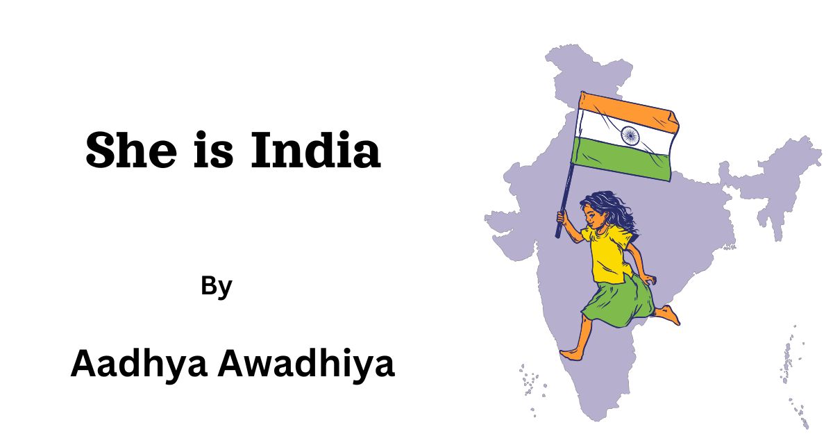 picture of girl running with India flag in hand background of India